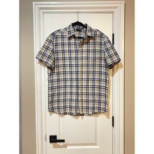 Mens Silver Point Button Down Shirt Short Sleeve X Large Plaid